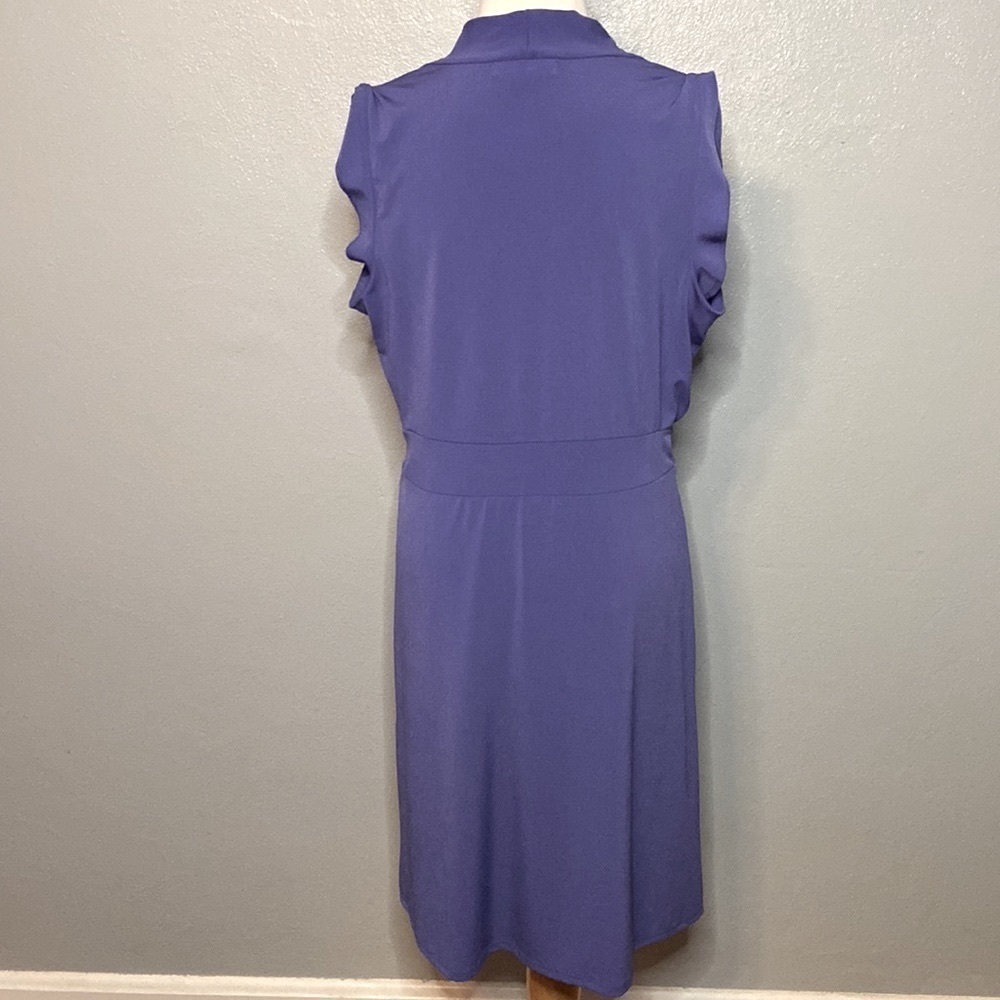 Liz Claiborne Cap Sleeve Dress V Neckline Purple L - Picture 4 of 6